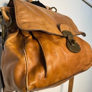 Fossil Tan Leather Crossbody Bag